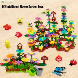 YOLOGO Girls DIY Hoa Thông Minh, 10 Phong Cách Giáo Dục Khu Vườn Khối Xây Dựng Đồ Chơi, Xếp Chồng Trò Chơi Trồng Vườn Hoa Cha Mẹ-Con Interct
