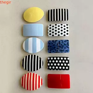 THEGIRL8B Chấm Bi Tóc, Kẹp Tóc Acetate Sọc Axit axetic, Sáng Tạo Đầy Màu Sắc Dopamine Vuông Dễ Thương Mùa Xuân Kẹp Dạo Phố
