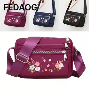 Túi Đeo Vai FEDAOG, Túi Đựng Hoa Thêu Nylon, Dây Kéo Đa Năng Đóng Cửa Chống Mòn Dung Tích Lớn Túi Đeo Ngang Mẹ Cho Du Lịch