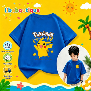 COD✅(HCM) Áo thun trẻ em cotton Pikachu hoạt hình không phai màu thoáng mát mùa hè nhiều màu