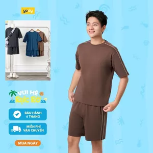 Bộ đồ nam ngắn YODY cotton mát mẻ co giãn tốt dáng basic MCST25S055