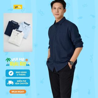 Áo sơ mi nam dài tay YODY có túi ngực mềm mại thoải mái cotton tự nhiên dáng regular fit SMM7086
