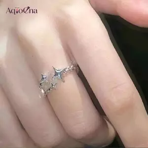 AqToCna Hợp Thời Trang Kim Loại Punk Nhẫn Bộ Dành Cho Nữ Đơn Giản Ngôi Sao Nhẫn Mở Có Thể Điều Chỉnh Nhẫn Bé Gái Thời Trang Trang Trang Sức Quà Tặng Phụ Kiện AqToCna