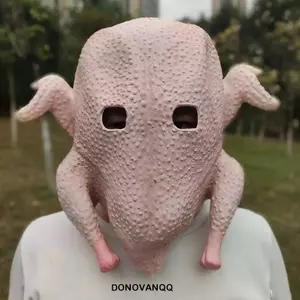 DONOVANQQ Mặt nạ Cosplay Halloween, Mặt nạ cao su gà Thổ Nhĩ Kỳ mới lạ ngộ nghĩnh, Đồ dùng dự tiệc Mũ đội đầu gà thực tế mềm