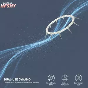 HFSHY Giả Ngọc Trai Vòng Chân Quần Dây Xích Với Gai Quyến Rũ Có Thể Điều Chỉnh Phong Cách Punk Mắt Cá Chân Vòng Tay Nữ Quần Jean Trang Trí Trang Sức Thời Trang VN