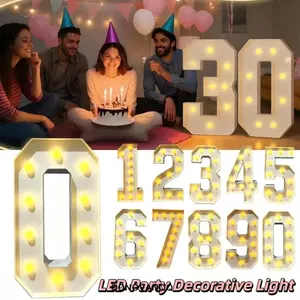 DONOVANQQ Bóng Số Khổng Lồ, Bóng Đèn Lạnh Ấm Áp Tiết Kiệm Năng Lượng Đèn LED, Hình Sinh Nhật Khổng Lồ Đèn LED Thiết Kế Cắm Có Thể Tái Sử Dụng Khung Số Marquee Tiệc Sinh Nhật