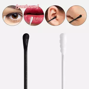100 Cái / hộp Thìa đào tai 2 trong 1 Bông hai đầu Sti Máy làm sạch tai xoắn ốc Làm sạch dùng một lần và khăn bông trắng