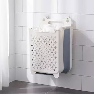 Doutie Giỏ quần áo bẩn treo tường Giỏ đựng đồ gấp dung tích lớn Thiết kế rỗng chịu tải mạnh để thông gió VN