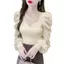 Mùa thu đông 2026 Áo sơ mi dệt kim cổ chữ V phong cách Pháp Thiết kế thích hợp Slim-fit Nhẹ nhàng Phong cách phương Tây thon gọn hơn có thể mặc bên trong bên ngoài dài-