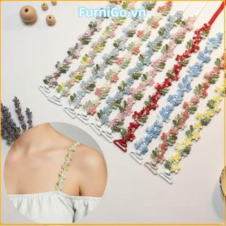 FURNIGO 1 Cặp Dây Đeo Áo Ngực Hoa, Dây Đeo Vai Co Giãn Có Thể Điều Chỉnh, Hoa Ren Chống Trơn Trượt Với Ren Viền Hoa Thắt Lưng Vai Nữ