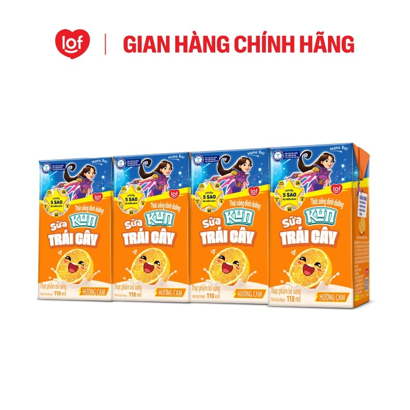 Sữa trái cây KUN vị cam thùng 48 hộp x 110ml