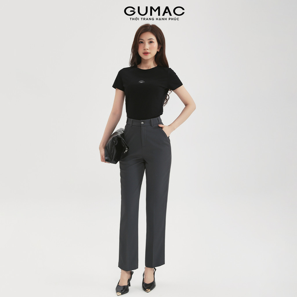 Quần Tây Nữ Ống Đứng GUMAC Lưng Thun Có Túi Xéo Chất Xẹc Ý Đứng Form QF05022