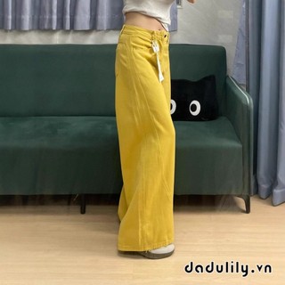 Quần Bò Màu Vàng Quần Ống Rộng Ống Đứng Tôn Dáng Gầy Rộng Rãi Cạp Cao Mẫu Mới Mùa Thu Cho Nữ