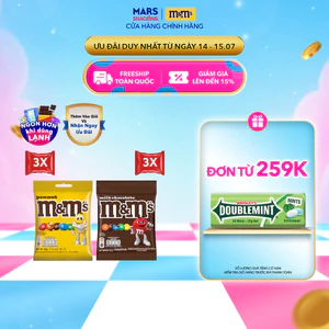 Combo 6 gói kẹo sô cô la sữa & sô cô la đậu phộng M&M's 90g (90gx3 + 90gx3) socola