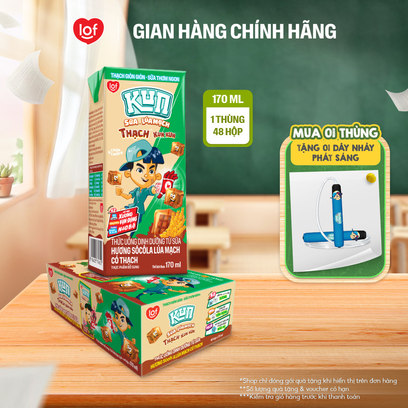 Kun socola lúa mạch có thạch thùng 48 hộp x 170ml