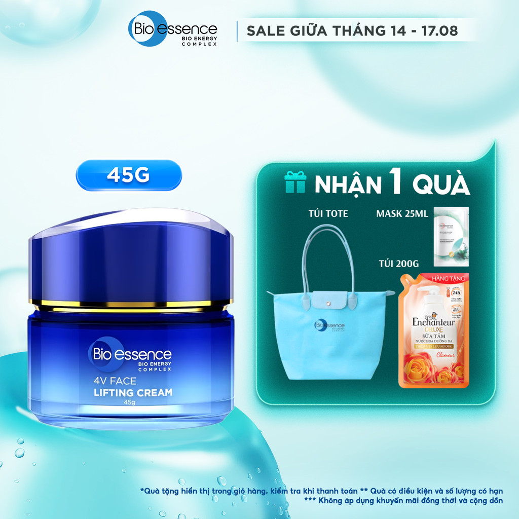 Kem dưỡng ngăn ngừa lão hóa, nâng cơ mặt & dưỡng sáng với hoa phong lan đen và tinh chất gạo Bio essence Bio-Vlift 45g