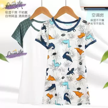 Bé Trai Váy Ngủ Mùa Hè Tay Ngắn Trẻ Em Váy Ngủ Modal Bé Trai Áo choàng Tắm Cắt Da Sau phẫu thuật Bộ Đồ Ngủ Nhà Cho Bé