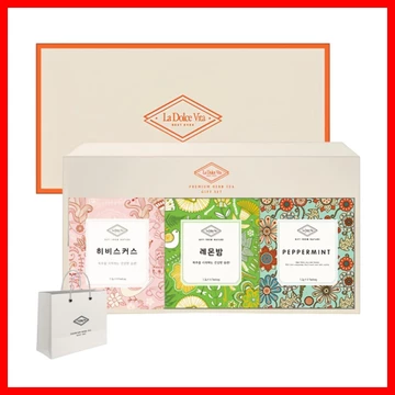 [la dolce vita] Bộ quà tặng trà thảo dược cao cấp, Hibiscus 1,2g x 6p, Son dưỡng chanh 1,2g x 6p, Bạc hà 1,2g x 6p, 1 bộ