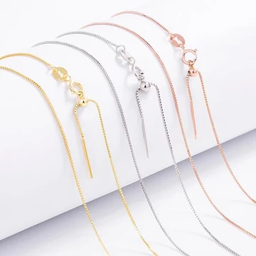 Dây chuyền bạc 925 dành cho nữ, có thể điều chỉnh với hạt trang trí, dây chuyền xương quai xanh mạ vàng 18K, dây chuyền đa năng, dây chuyền dạng hộp kiểu ghim, dây chuyền trơn, dây đeo trang sức bạc.