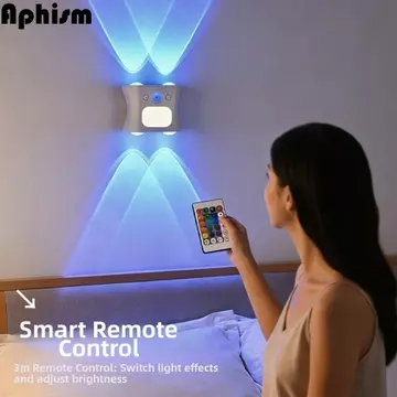Đèn tường cảm biến cơ thể con người CORDELL, Đèn ngủ cảm biến chuyển động 16 màu RGB có thể sạc lại, Đèn xung quanh không dây thông minh với điều khiển từ xa Cảm biến cửa đèn tường thông minh
