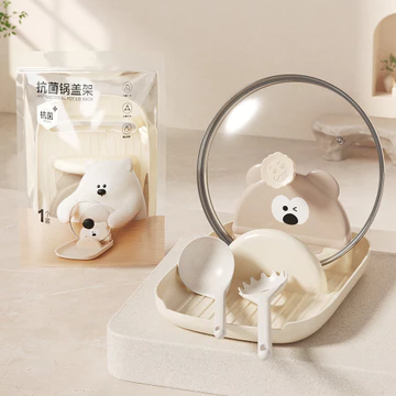 Giá đỡ nắp nồi mặt bếp đa năng kệ chứa muôi xẻng bếp khay thoát nước dụng cụ lưu trữ nhà bếp gia đình