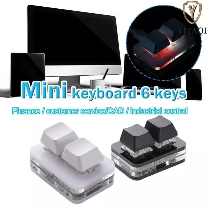 Bàn phím dán sao chép YITAQI, Bàn phím mini 2 phím mini Acrylic tùy chỉnh, Bàn phím trao đổi nóng Giao diện Type-c Chìa khóa cơ 2 phím Trò chơi bàn phím mini