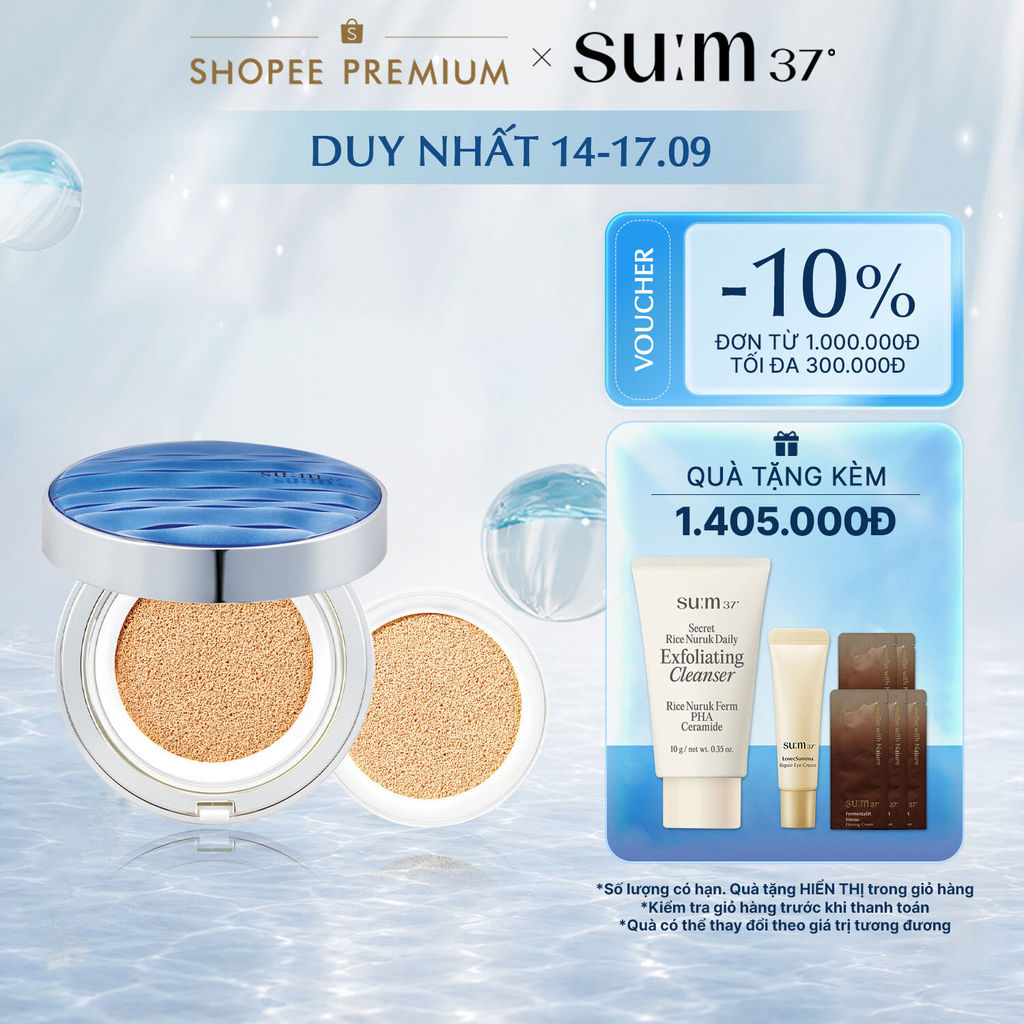 [SU:M37 OFFICIAL] Phấn nước cấp ẩm Su:m37 Water-full CC Cushion Perfect Finish 15g (tặng thêm lõi 15g)