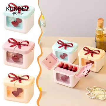 KUNHEV Hộp đựng son môi KUNHEV, Hộp đựng mỹ phẩm đa chức năng nơ, Hộp đựng mỹ phẩm chống bụi di động