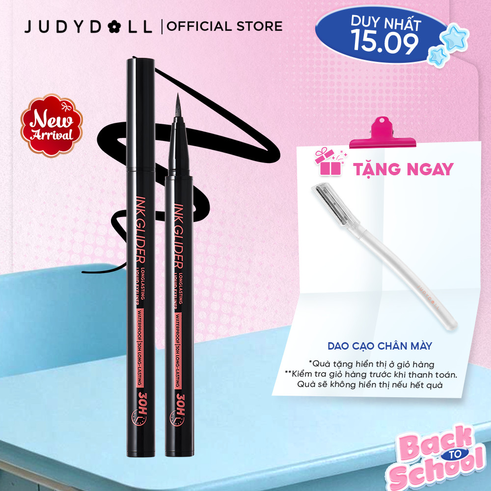 Bút Kẻ Mắt Nước Đen Đậm JUDYDOLL Ink Glider Liquid Eyeliner Nét mảnh mướt Đều mực Chống lem Chống Nước Lâu trôi 30h 0,5ml