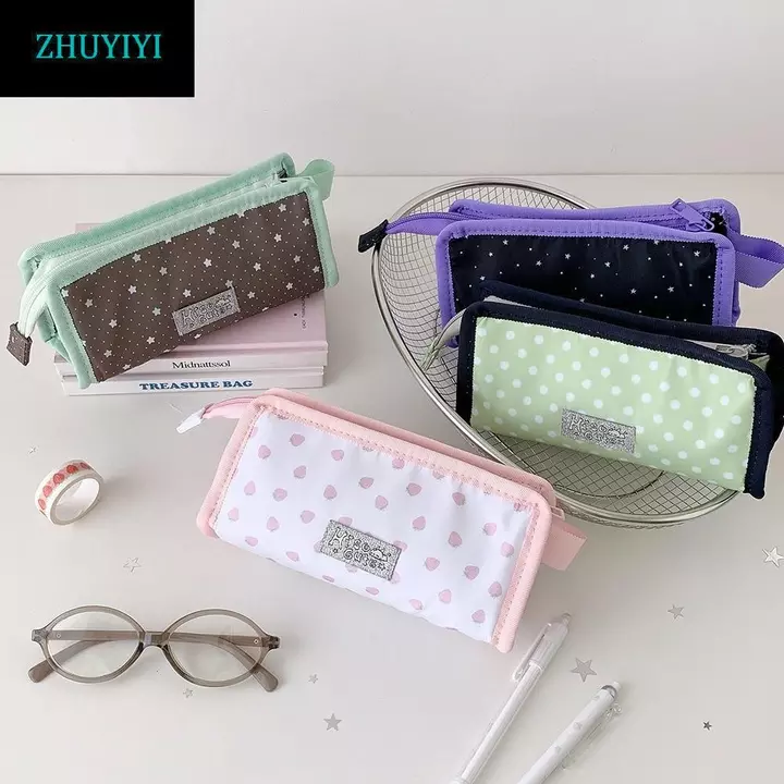 Hộp đựng bút chì ZHUYIYI Y2k Dots, Túi đựng bút chì để bàn Túi đựng bút phong cách Hàn Quốc, Hộp đựng mỹ phẩm trang điểm Dung tích lớn Văn phòng phẩm Vải đa chức năng Túi văn phòng phẩm văn phòng phẩm