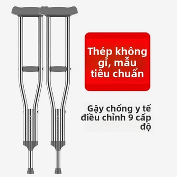 Gậy chống y tế dày dặn, gậy chống hai tay, gậy chống cho người già, gậy chống y tế chống trượt, có thể điều chỉnh độ cao