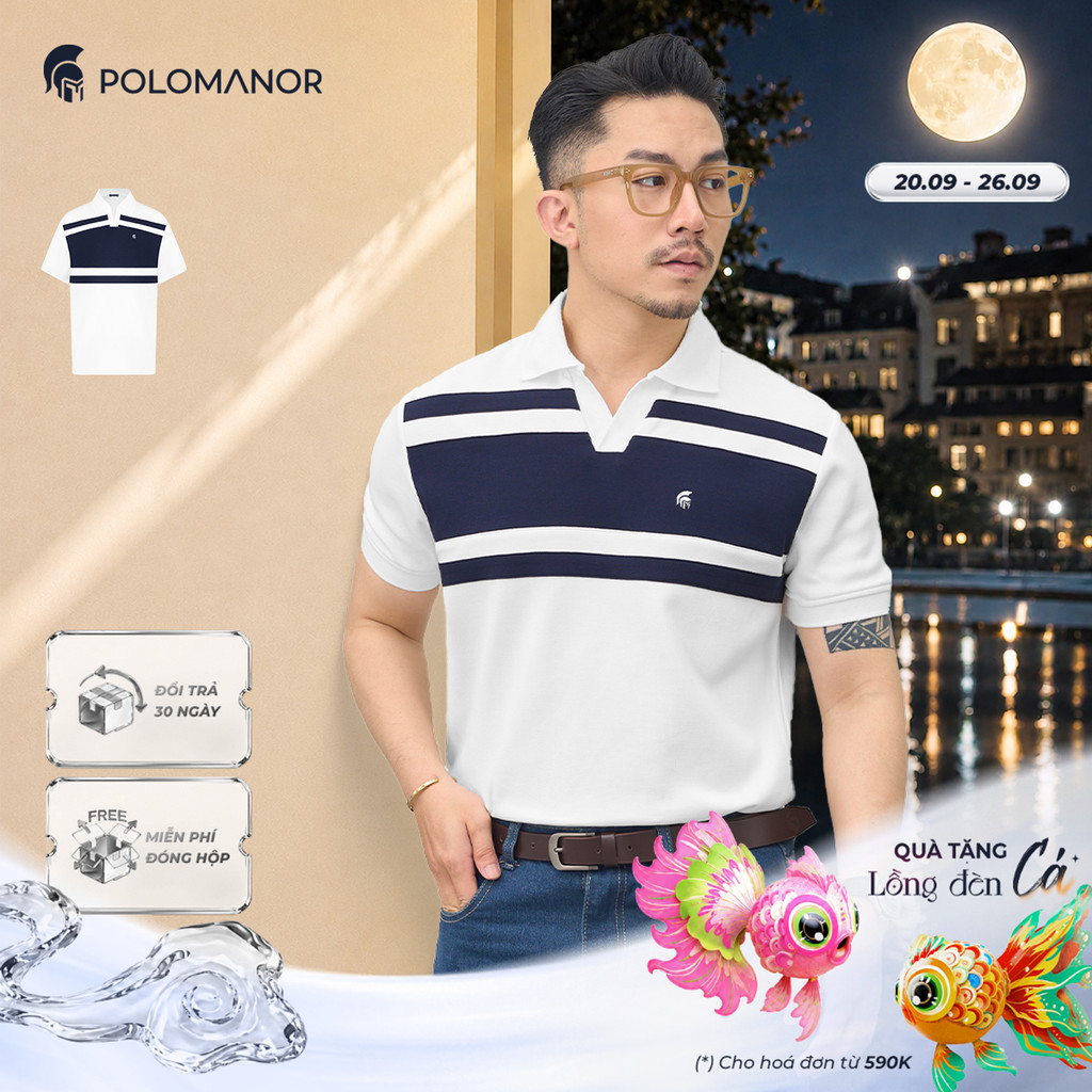 [DEAL LỄ TRUNG THU] Áo polo nam cao cấp DAVID, BST SÁNH ĐÔI, vải cá sấu cotton interlock, thanh lịch - POLOMANOR