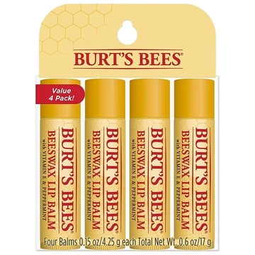 Bộ 4 Son dưỡng môi Burt's Bees 100% tự nhiên, hương siêu trái cây và hương tự nhiên (Mỹ)