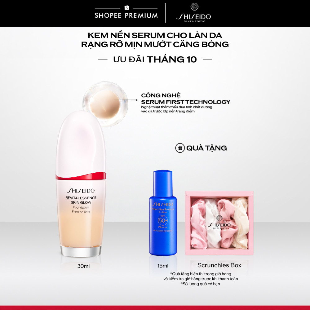Kem Nền Serum Cho Làn Da Rạng Rỡ Mịn Mướt Căng Bóng Shiseido Revitalessence Skin Glow Foundation 30ml