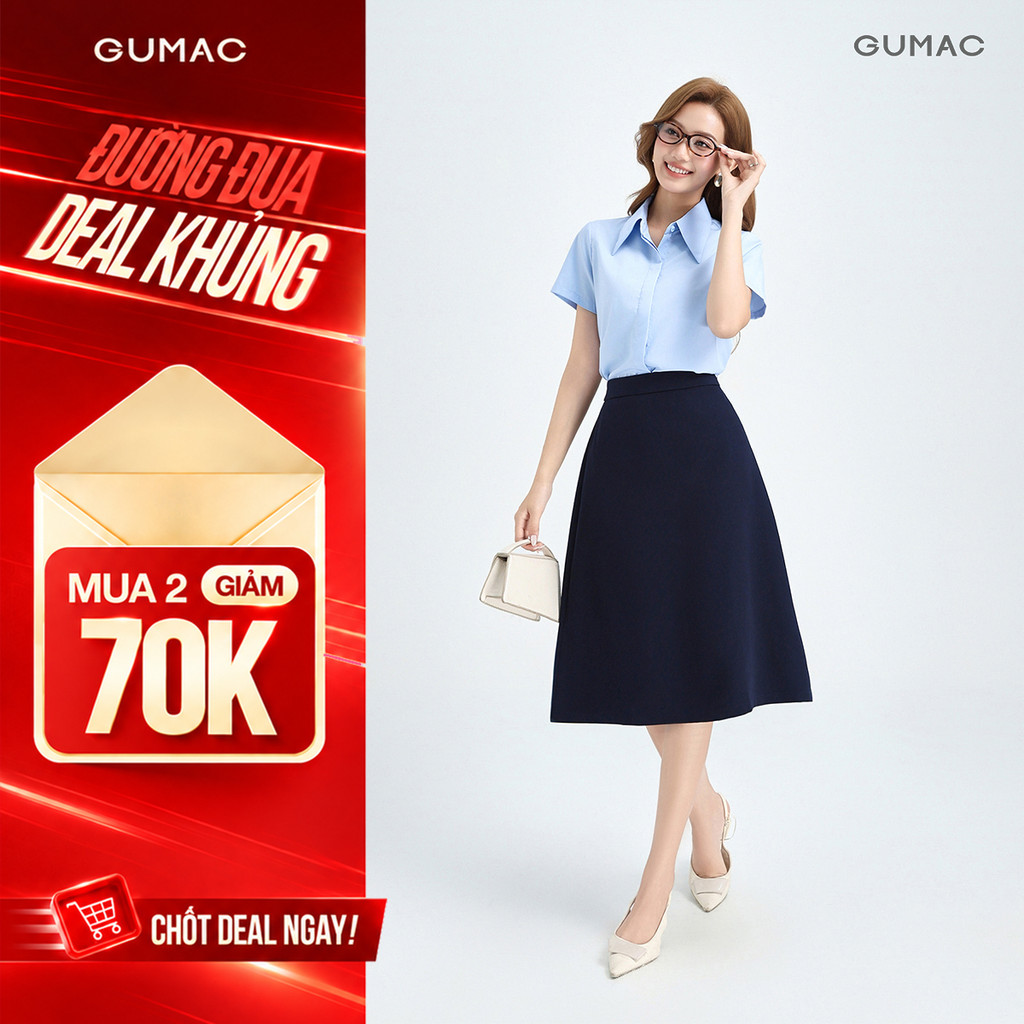 [VOUCHER 70K] Chân Váy A Nữ GUMAC Chân Váy Công Sở Có Túi Lưng Cao Vải Tuyết Mưa Thanh Lịch BVE00013