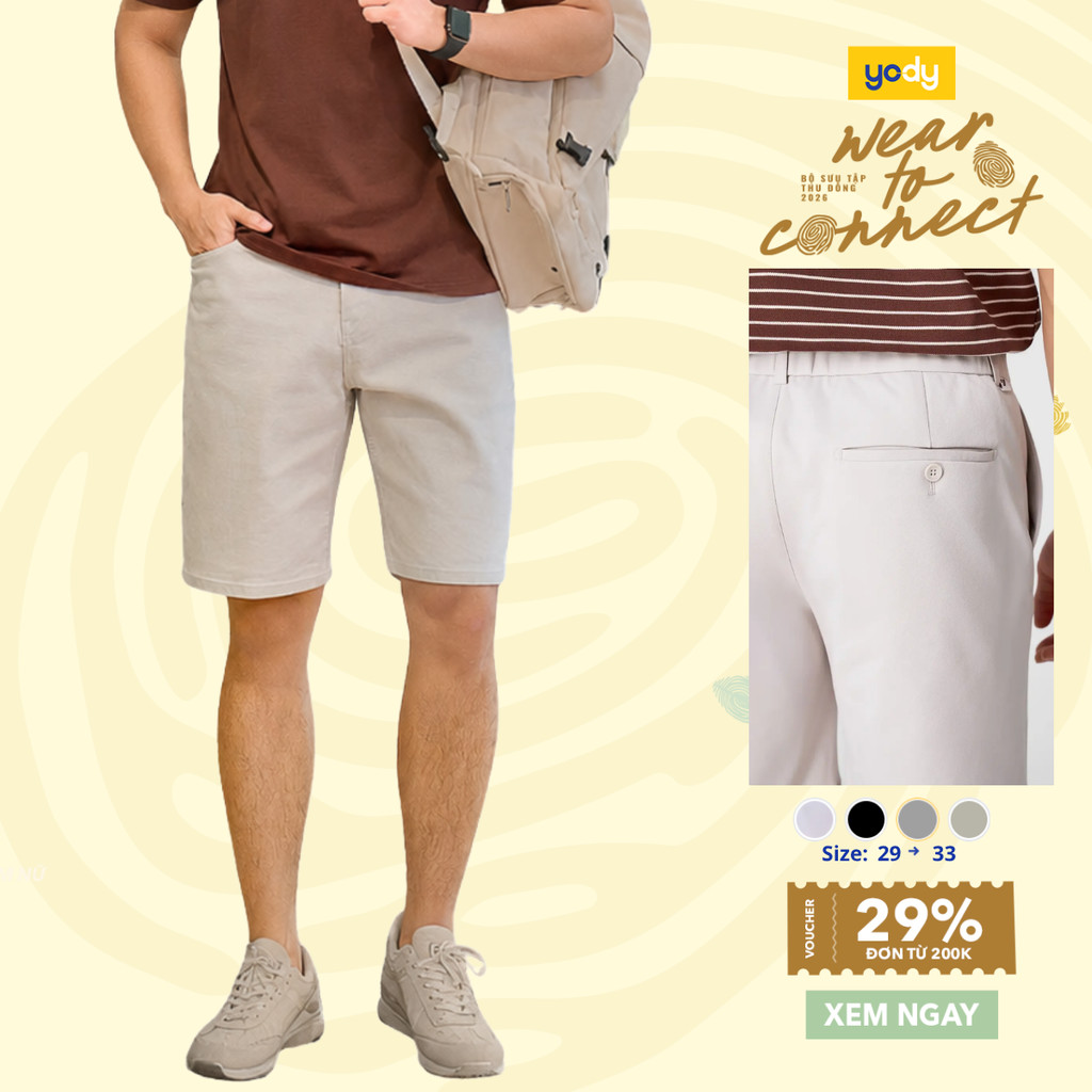 Quần shorts nam Yody phom relax, cạp phối chun sau thoải mái dễ chịu TRA - MCCS26S010