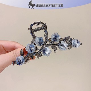 Onetimingfine Thời Trang Cô Gái Ngọt Ngào Thẻ Tóc Phụ Kiện Tóc Nữ Mới Hoa Camellia Lấy Kẹp Retro Đuôi Ngựa Bím Cua Kim Loại Lấy Kẹp VN
