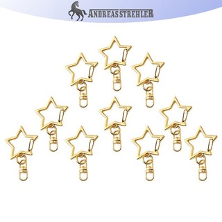 Onetimingfine 10 Chiếc Ngôi Sao Pentagram Hình Chữ D Rỗng Nhẫn Móc Khóa DIY Phụ Kiện Tôm Hùm Khóa Móc Khóa Trang Sức Làm Phát Hiện VN