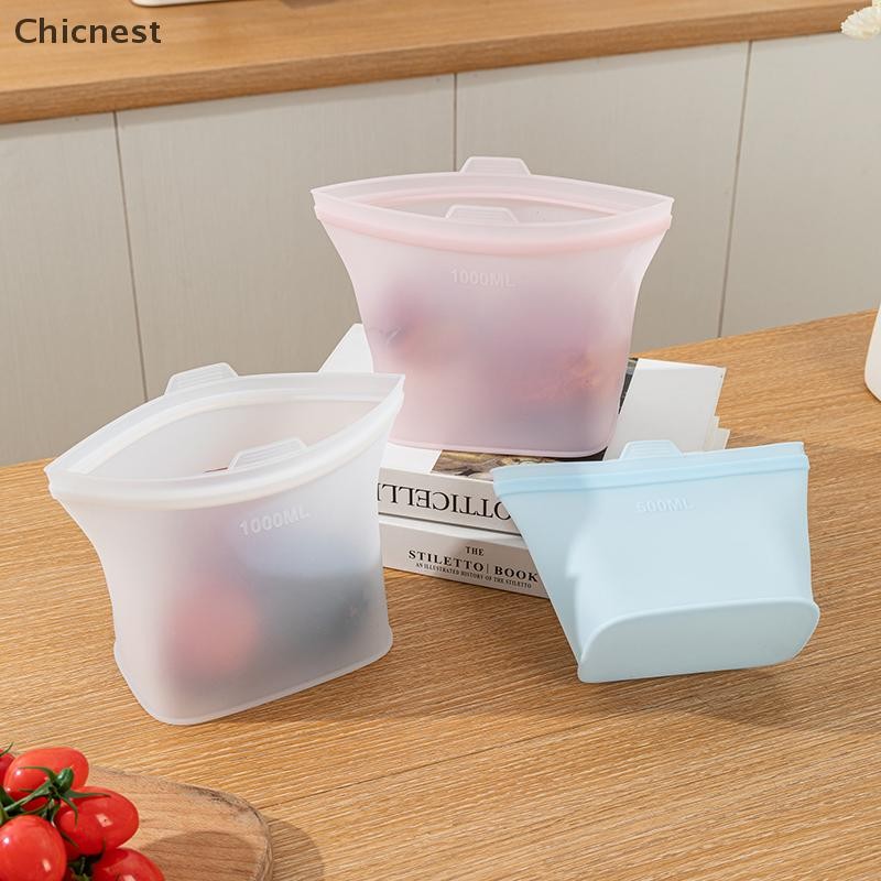 [Chc] 3 Túi Bảo Quản Thực Phẩm Silicon Có Thể Tái Sử Dụng Đứng Lên Hộp Đựng Chống Rò Rỉ Túi Tươi Bảo Quản Thực Phẩm Bọc Tươi [VN]