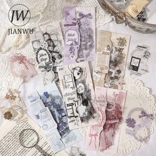 JIANWU Kính Thư Dòng Vintage Bướm Hoa Phong Cảnh Chất Liệu Cắt Dán PET Nhãn Dán Sáng Tạo Tạp Chí Văn Phòng Phẩm