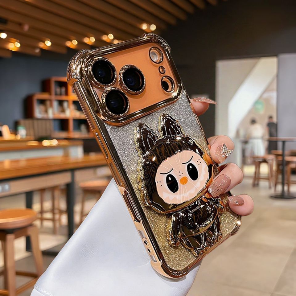 Ốp giá đỡ mạ điện sáng tạo cho iPhone 17 Pro Max/16/16 Plus/15/14/13/12/11 Pro Max/Air, bảo vệ camera toàn diện, chống sốc, vỏ cứng