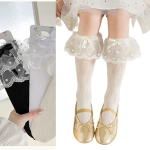 Treeling Trẻ Em Bê Tất Ren Đáng Yêu Viền Và Nơ Chi Tiết Dưới Đầu Gối
