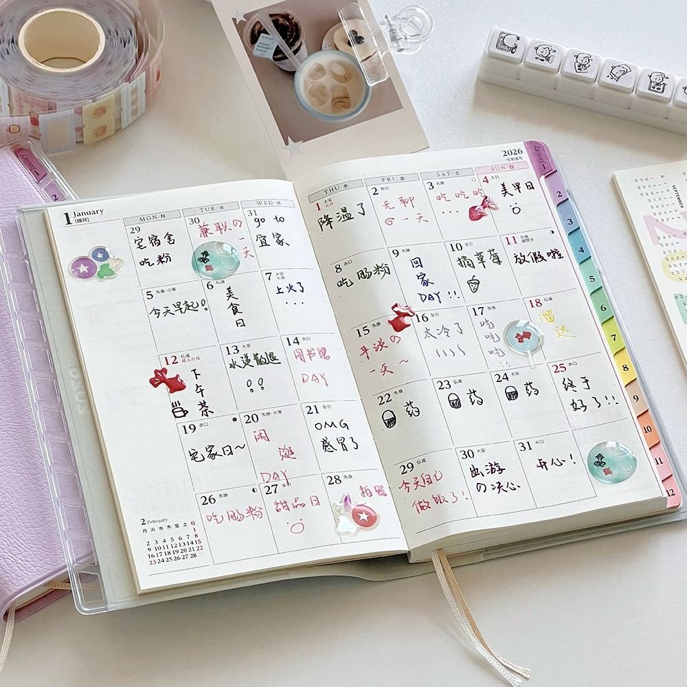 BEABOUT 2026 Planner, Da PU với Lịch Chương trình nghị sự Sách, DIY 220 Trang Danh sách việc cần làm đầy màu sắc Notepad Đồ dùng học tập