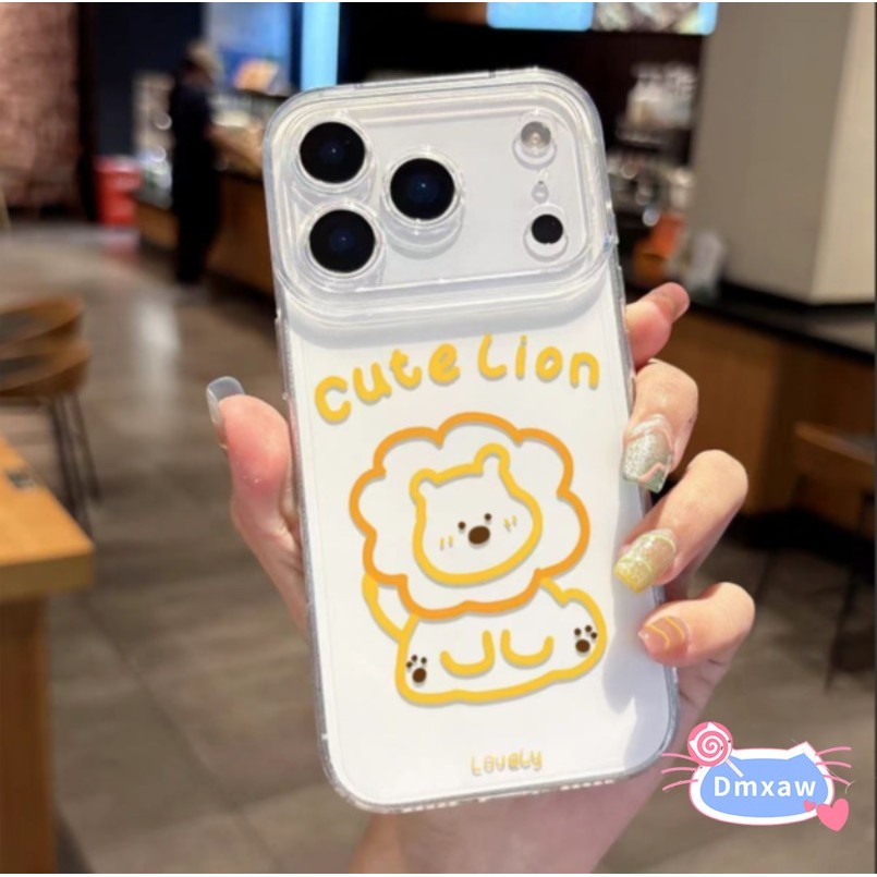 Ốp Điện Thoại Sư Tử Đường Dễ Thương Cho iPhone 17 Air 16 15 14 Plus 13 12 11 Pro Max XR XS Max X 8 7 6 6s Plus SE3 SE2 2022 2020 Vỏ Hoạt Hình Đơn Giản Kem Trắng Bảo Vệ Mềm Ốp Lưng