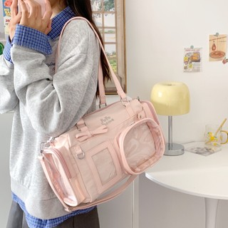 Túi đeo vai itabag in chữ thiết kế nơ trong suốt bằng nhựa PVC dành cho nữ