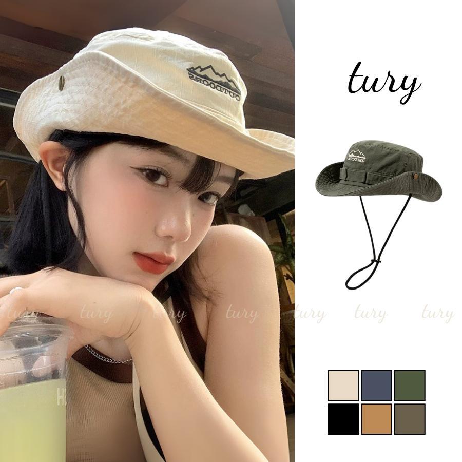 Mũ Tai Bèo Unisex Nam Nữ - Tury - Mũ Bucket Thêu 'Outdoor' Phối Dây - NV038