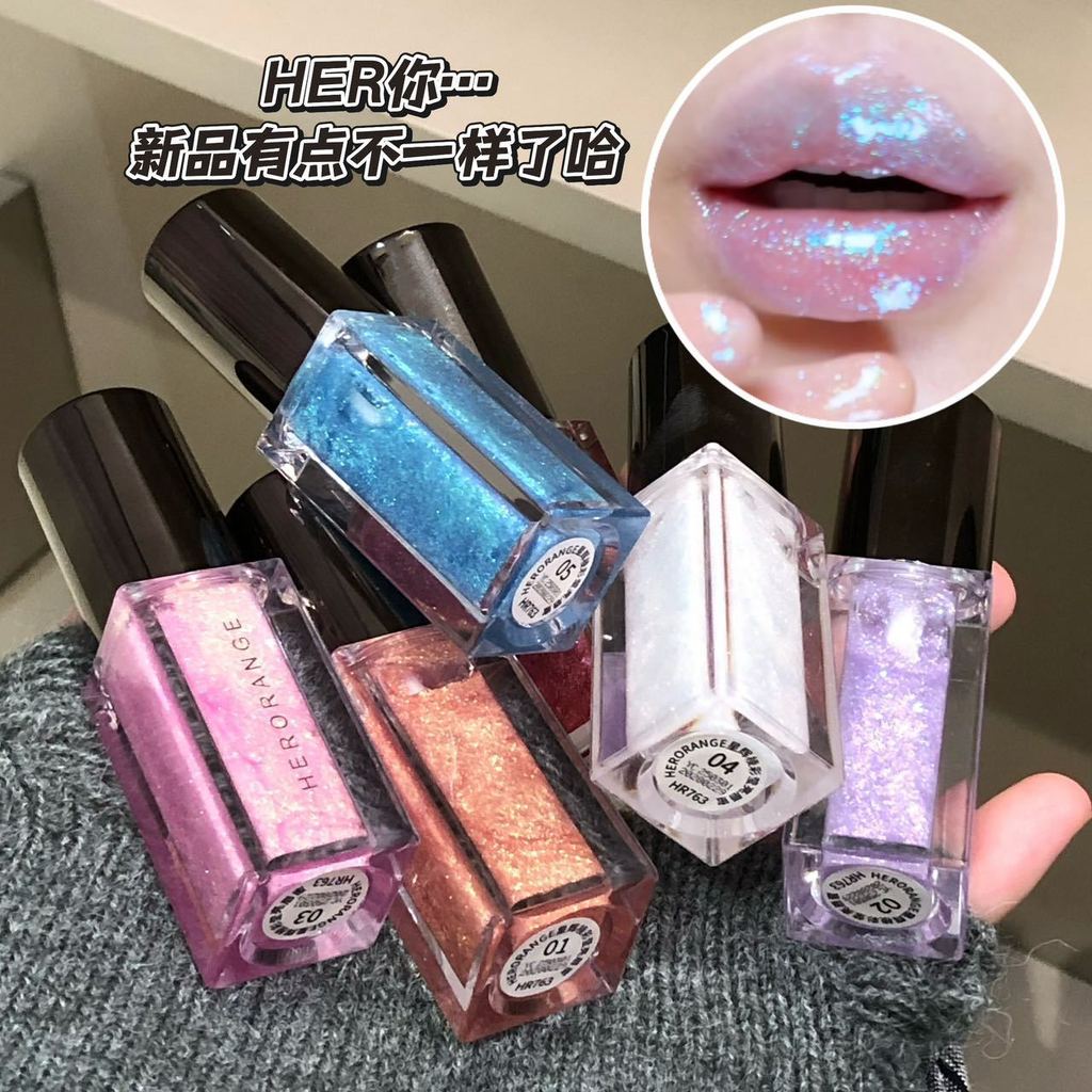 YW Mùa Xuân Mùa Hè Nhiều Màu Sắc Chameleon Ngọc Trai Son Bóng Môi Bề Mặt Gương Bóng Nước Sáng Ngọc Trai Với Nhấp Nháy Mịn