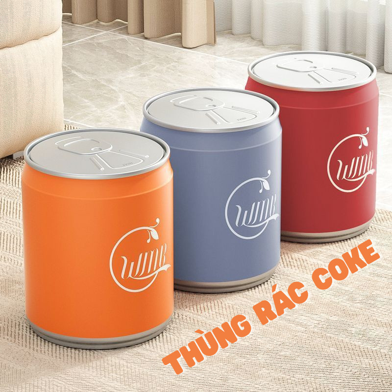 Thùng Rác Coke Dung Tích 13L Home, Hộp Đựng Rác Nhỏ Gọn Có Nắp Ấn, Cho Phòng Khách, Phòng Tắm, Ô Tô