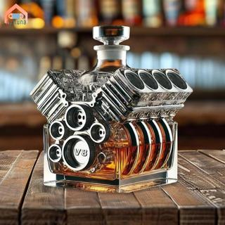 Xe V8 Hình Động Cơ Whisky Chai Rượu Bình Đựng Đồ Ăn Độc Đáo Nhà Hàng Trong Suốt Bình Cho Rượu Bourbon Brandy