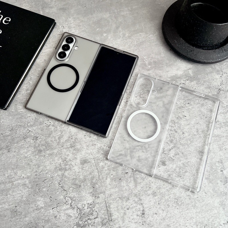 Vỏ trong suốt mỏng từ tính cho Samsung Galaxy Z Fold 7/6/5/4/3, chống sốc, hỗ trợ sạc không dây